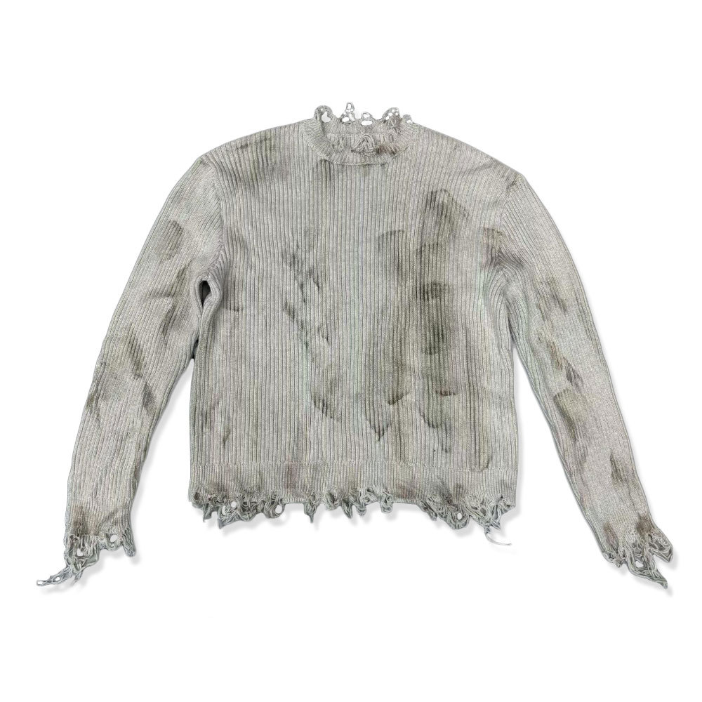 Custom Vintage Tie Dye Ribbed Knit Sweater front