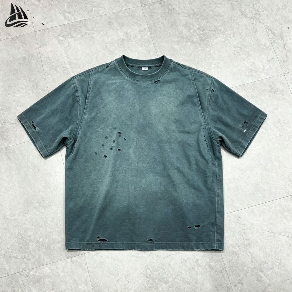 Custom Men's Ripped Vintage Acid Wash T-Shirt