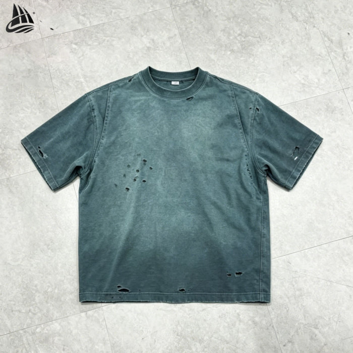 Custom Men's Ripped Vintage Acid Wash T-Shirt