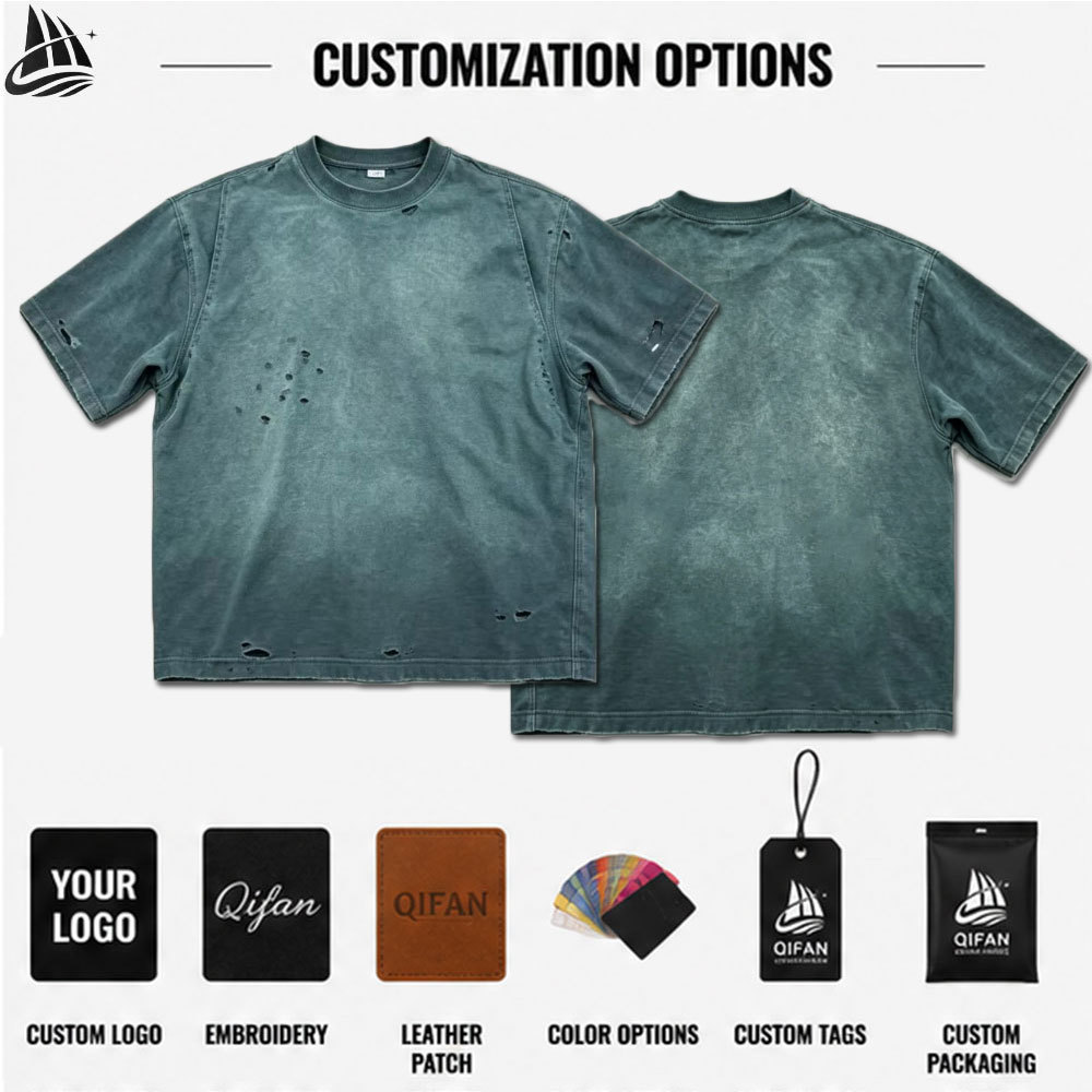 Custom Men's Ripped Vintage Acid Wash T-Shirt