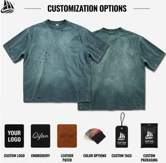 Custom Men's Ripped Vintage Acid Wash T-Shirt
