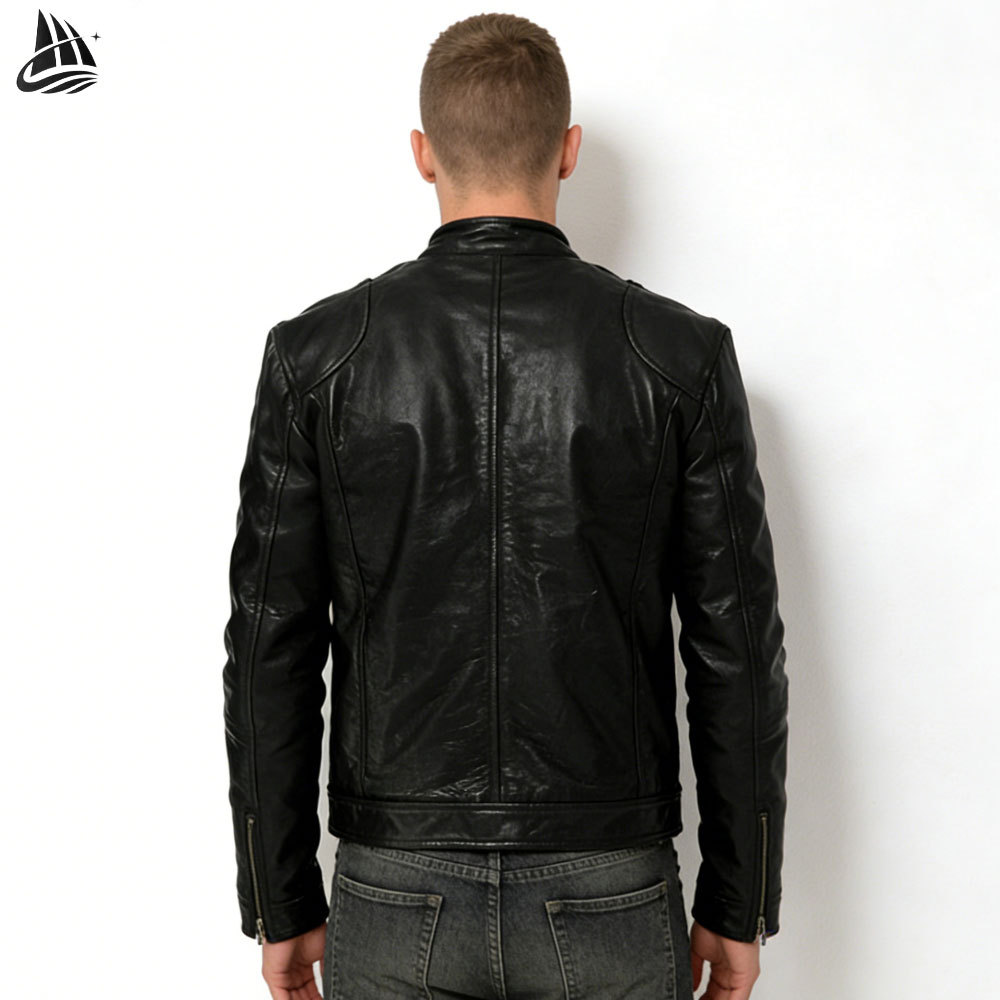 Custom Winter Black Racing Motorcycle Leather Jacket