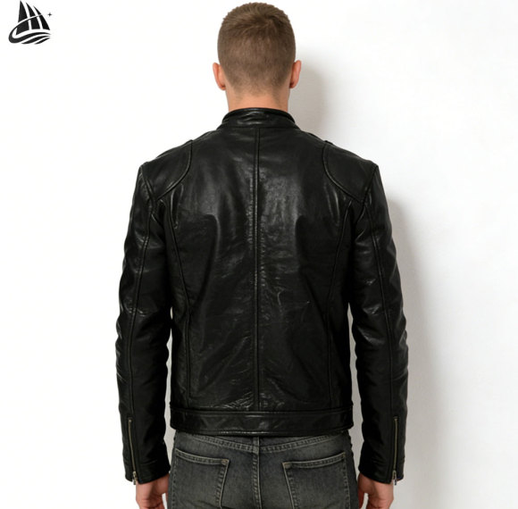 Custom Winter Black Racing Motorcycle Leather Jacket
