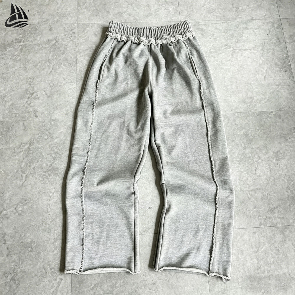 Custom High Waist Baggy Flare Distressed Sweatpants