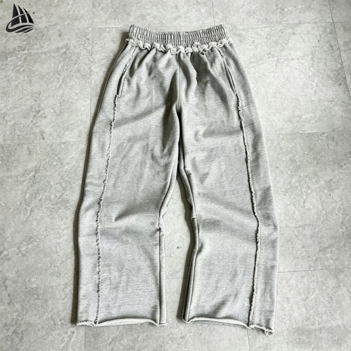 Custom High Waist Baggy Flare Distressed Sweatpants