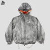 Custom Hip Hop Distressed Hooded Bomber Jacket