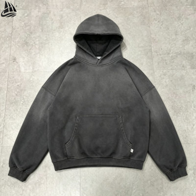 Custom Men's Acid Washed Drop Shoulder Oversize Pullover Hoodie