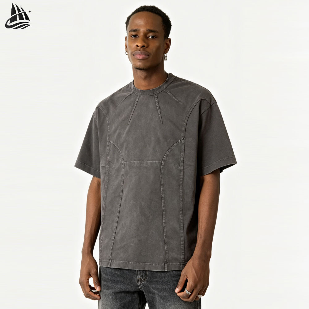 Custom Men's Vintage Faded Washed Patch T-Shirt