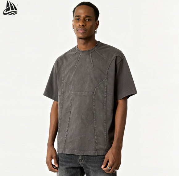Custom Men's Vintage Faded Washed Patch T-Shirt