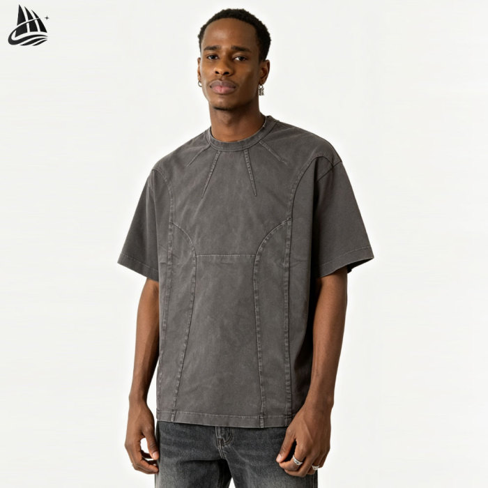 Custom Men's Vintage Faded Washed Patch T-Shirt