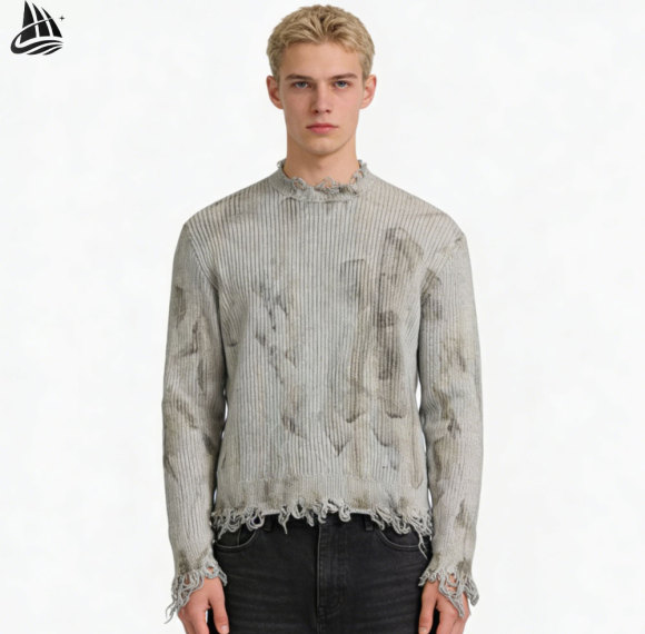 Custom Vintage Tie Dye Ribbed Knit Sweater