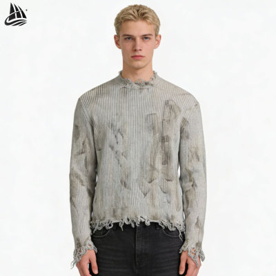 Custom Vintage Tie Dye Ribbed Knit Sweater