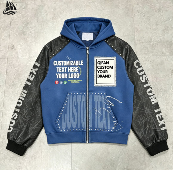 Custom Rhinestone Winter Zip Up Hoodie