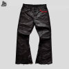 Custom Distressed Waxy Coated Flared Denim Jeans