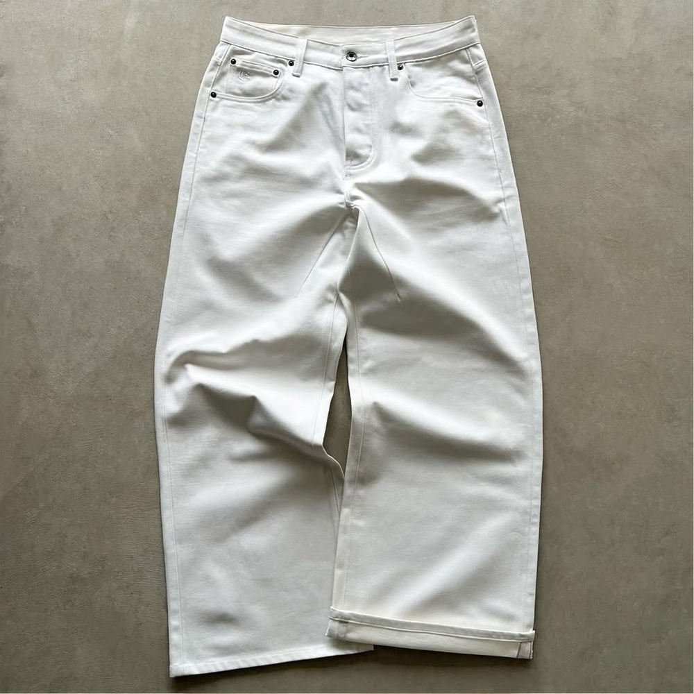 Custom White Selvedge Denim Wide Leg Jeans 15oz