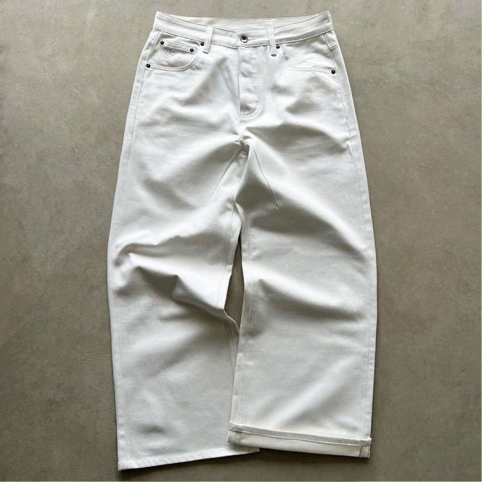 Custom White Selvedge Denim Wide Leg Jeans 15oz