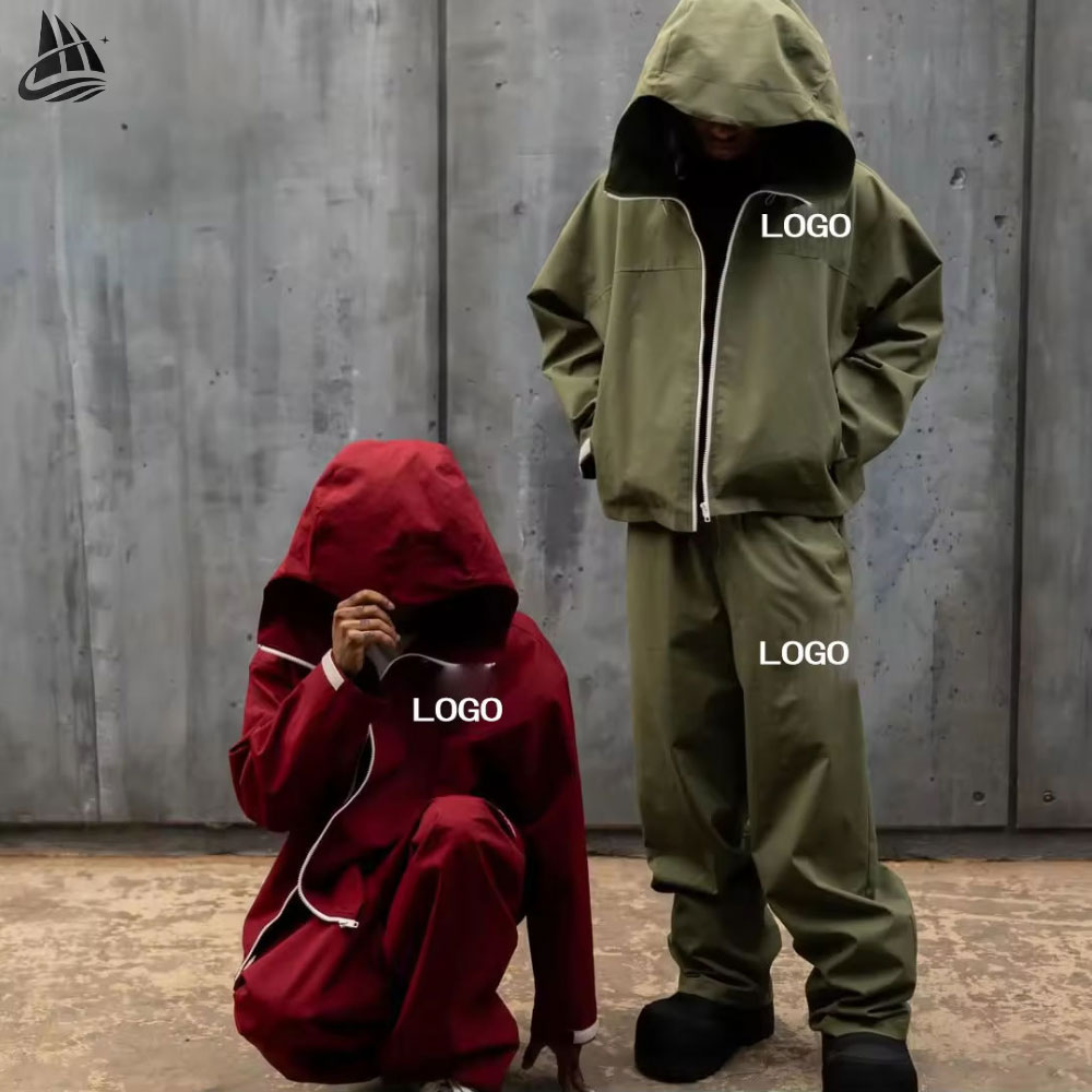 Embroidered custom hoodie set produced by a custom embroidery manufacturer