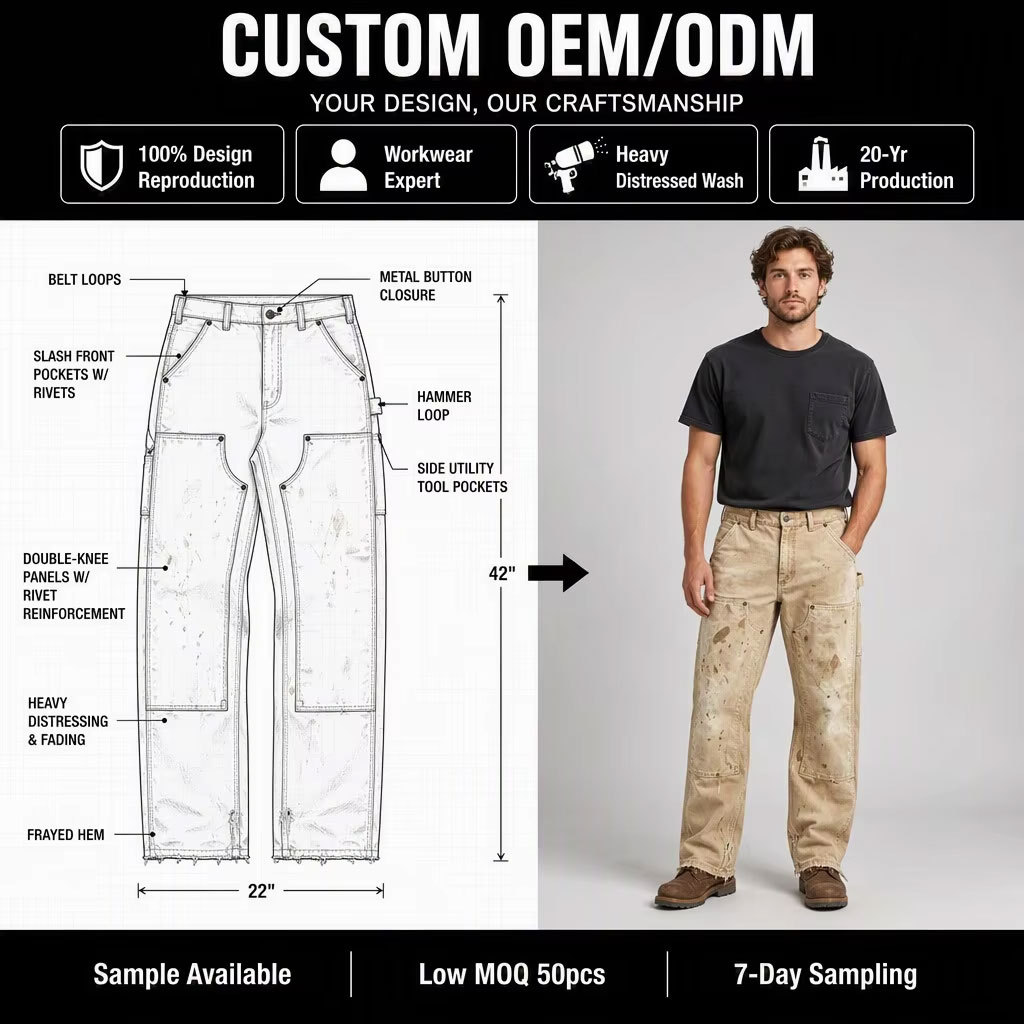 Custom Heavy Duck Canvas Double Knee Work Pants
