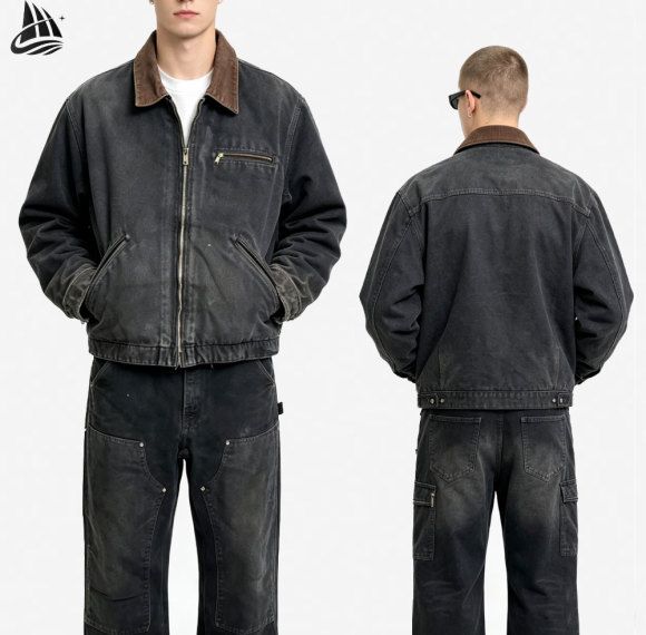 Custom Heavyweight Zip Up Canvas Jacket and Twill Cargo Pants Set