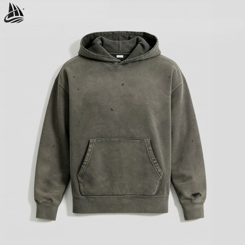 Custom Distressed Vintage Acid Wash Hoodie