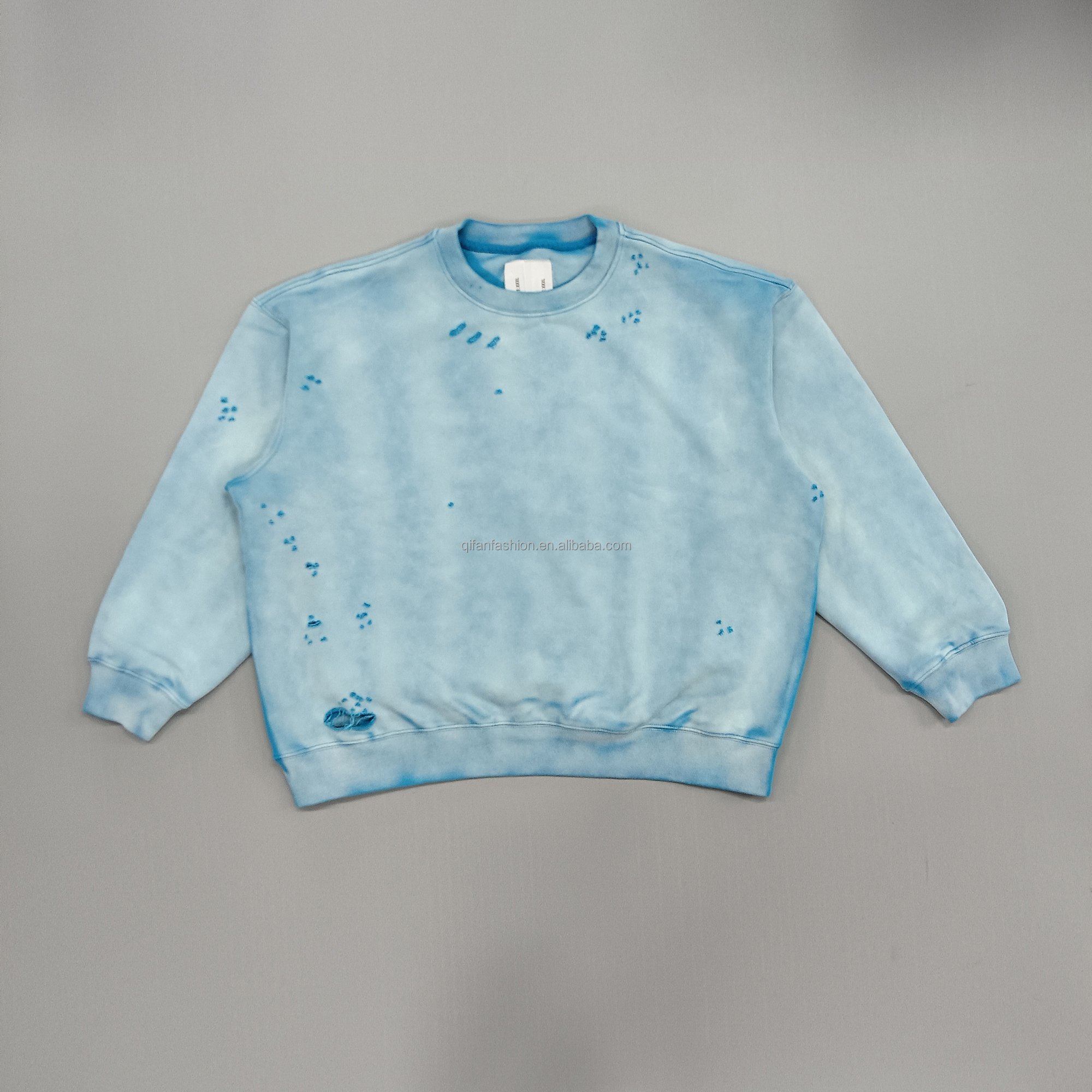 Custom Crew Neck Torn Distressed Sweatshirt
