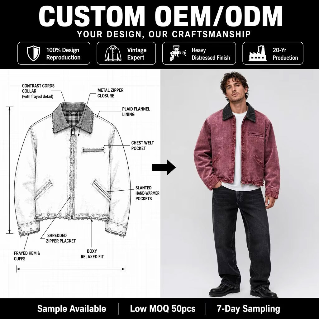 Custom Distress Heavy Duck Canvas Boxy Work Jacket