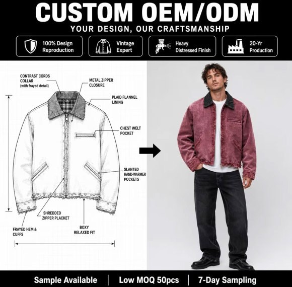 Custom Distress Heavy Duck Canvas Boxy Work Jacket