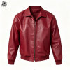 Custom Zip Up Red Biker Leather Jacket