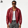 Custom Zip Up Red Biker Leather Jacket