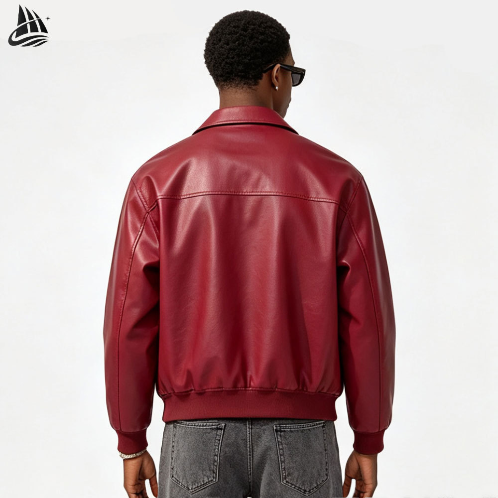 Custom Zip Up Red Biker Leather Jacket