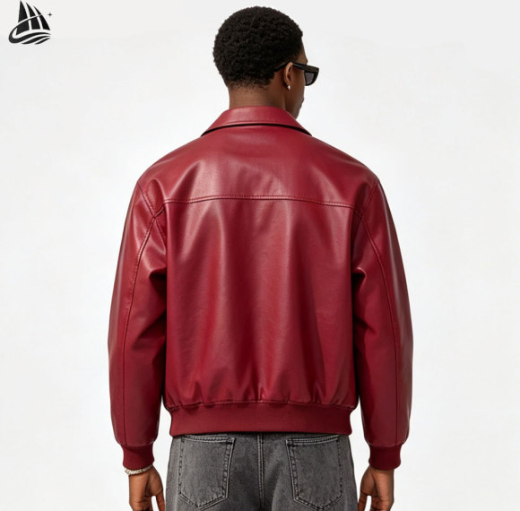 Custom Zip Up Red Biker Leather Jacket