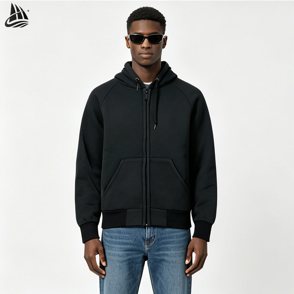 cropped custom zip up hoodie with front zipper detail