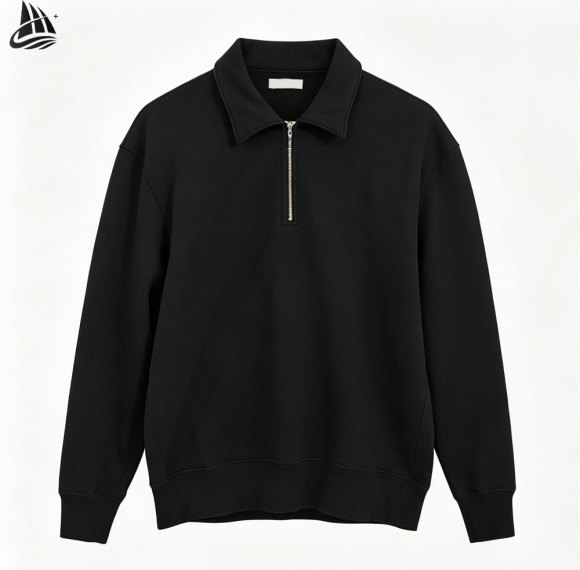 Custom Plain Blank Fleece Lined Quarter Zip Sweatshirt