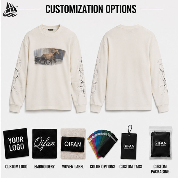 Custom Waffle Knit Thermal Long Sleeve T-Shirt