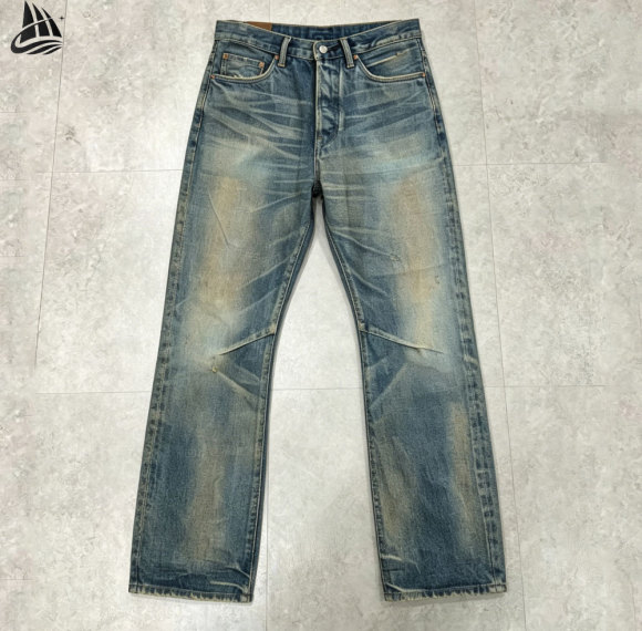 Custom Distressed Vintage Wash Selvedge Denim Pants