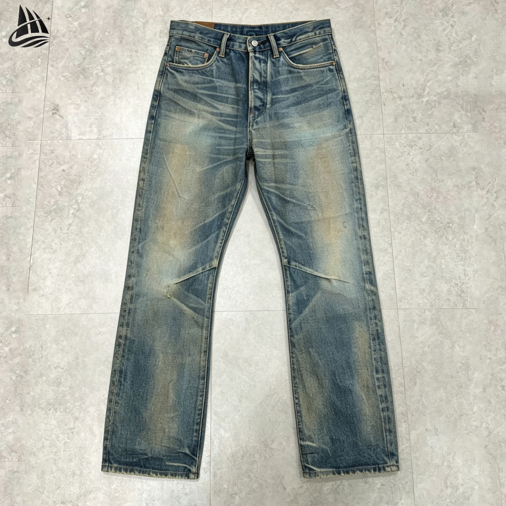 Custom Distressed Vintage Wash Selvedge Denim Pants