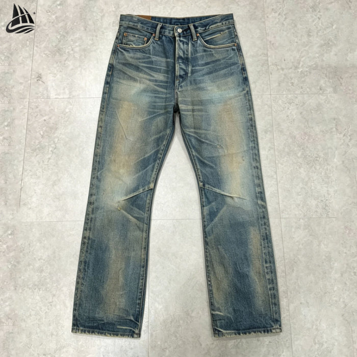 Custom Distressed Vintage Wash Selvedge Denim Pants