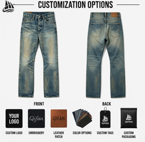 Custom Distressed Vintage Wash Selvedge Denim Pants