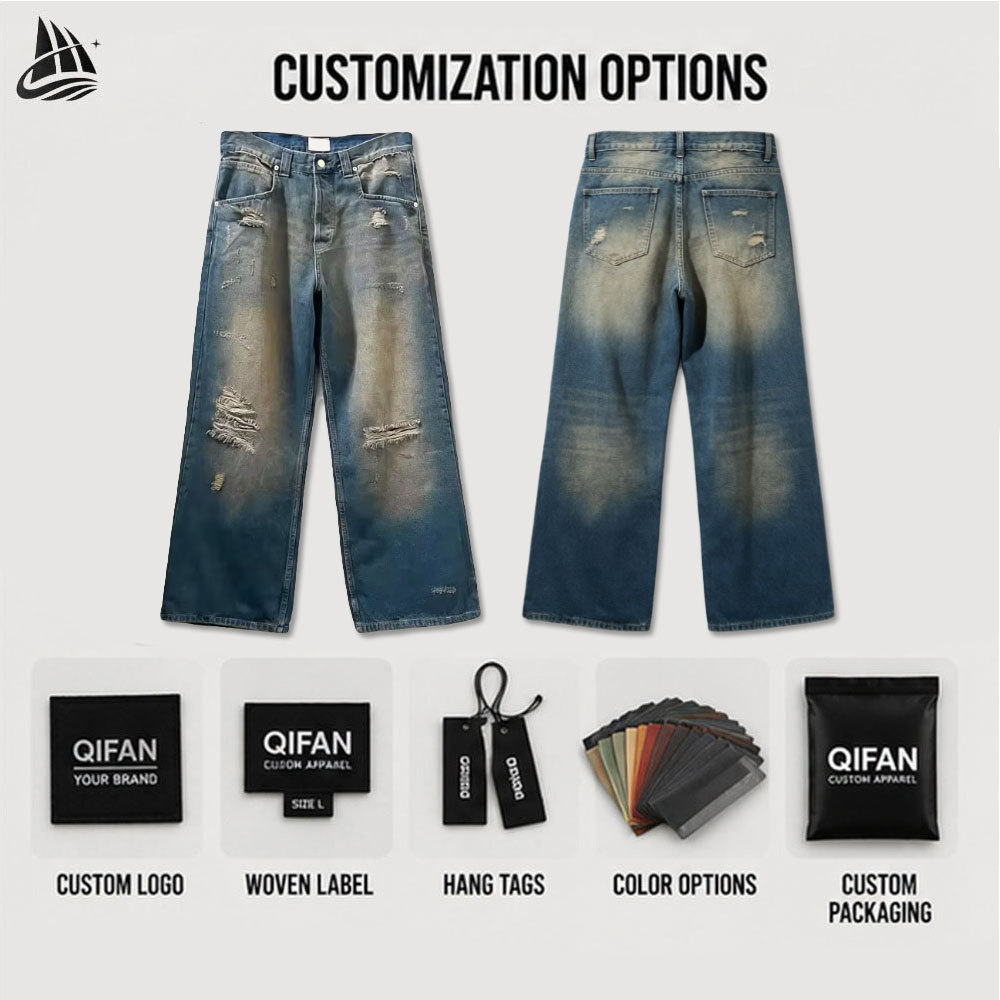Custom Pocket Style Street Distressed Retro Jeans