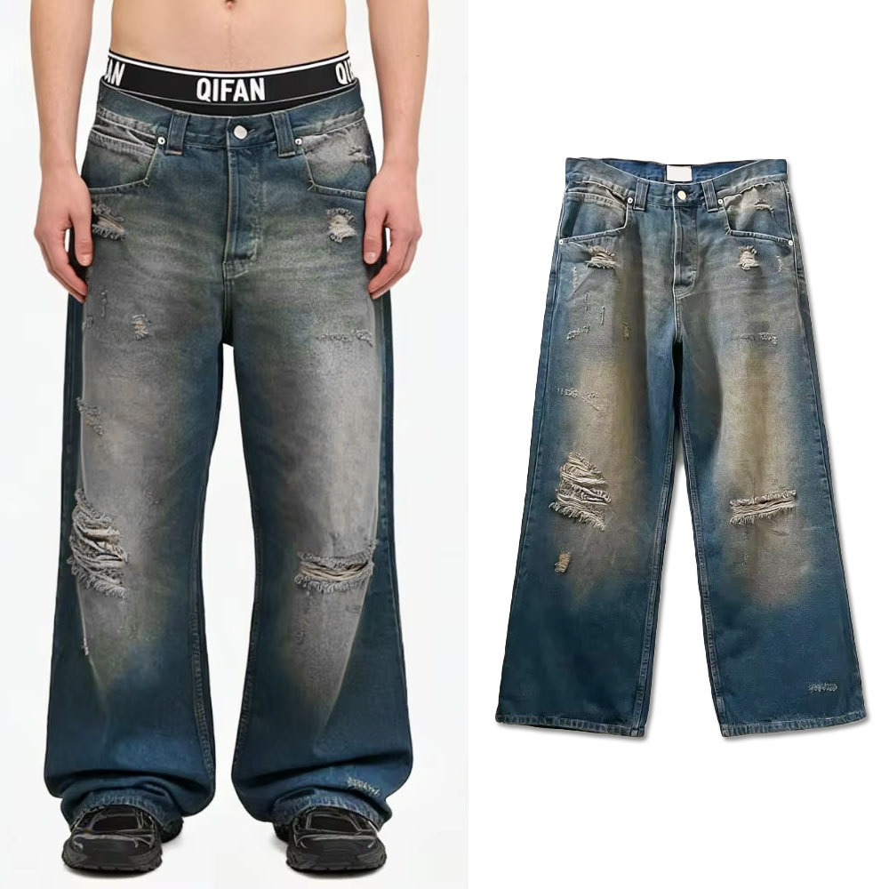 Custom Pocket Style Street Distressed Retro Jeans