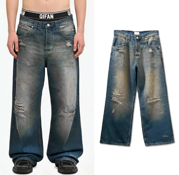 Custom Pocket Style Street Distressed Retro Jeans