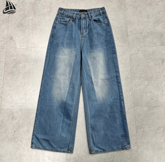 Custom Cotton Washed Blue Denim Jeans