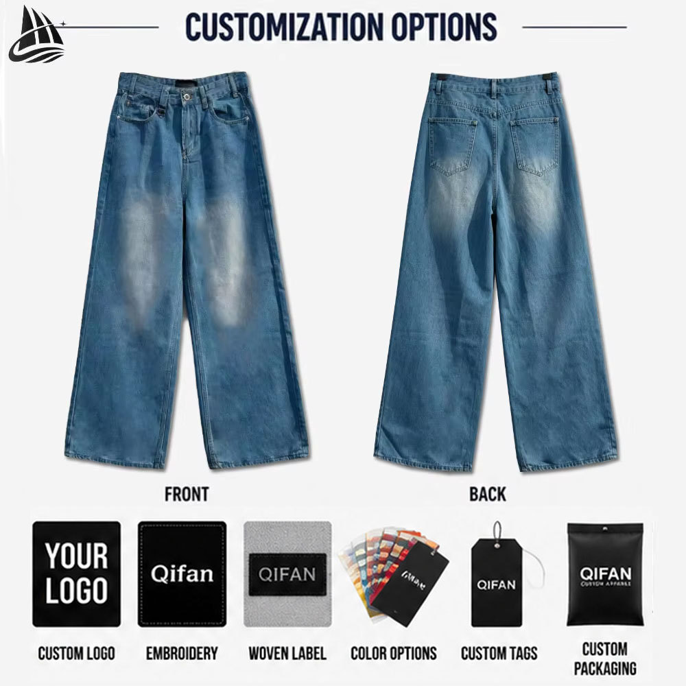 Custom Cotton Washed Blue Denim Jeans