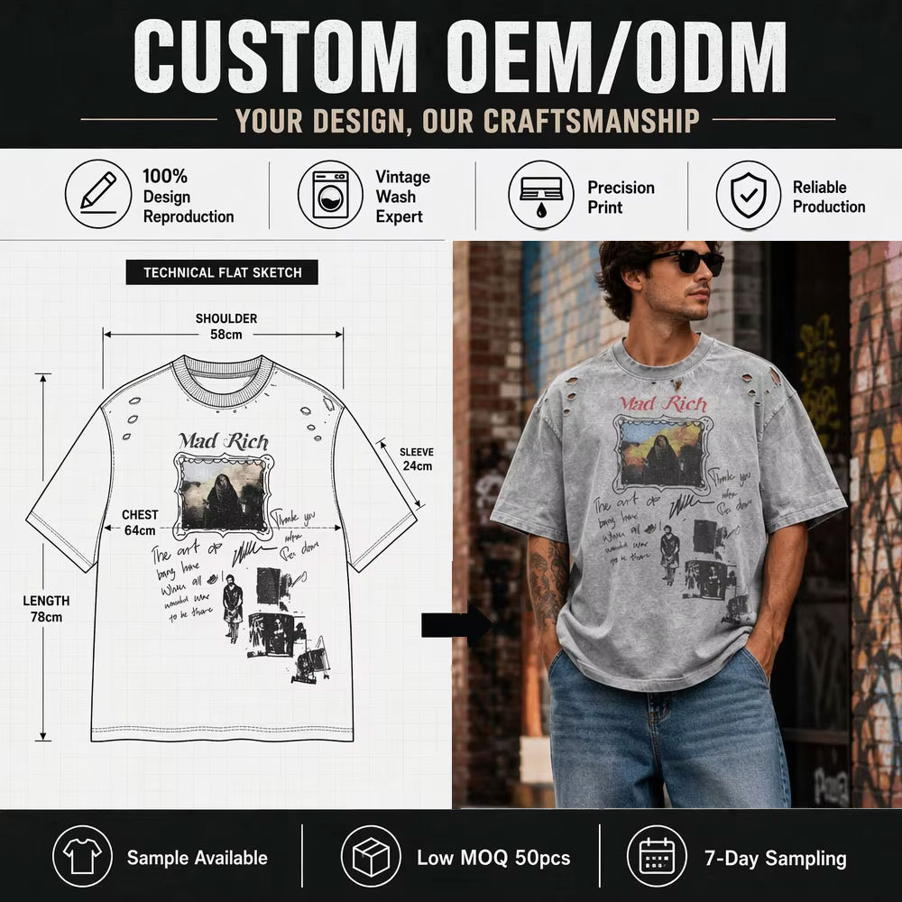 Custom Heavyweight Distressed Print T-Shirt