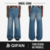 Custom Cotton Washed Blue Denim Jeans