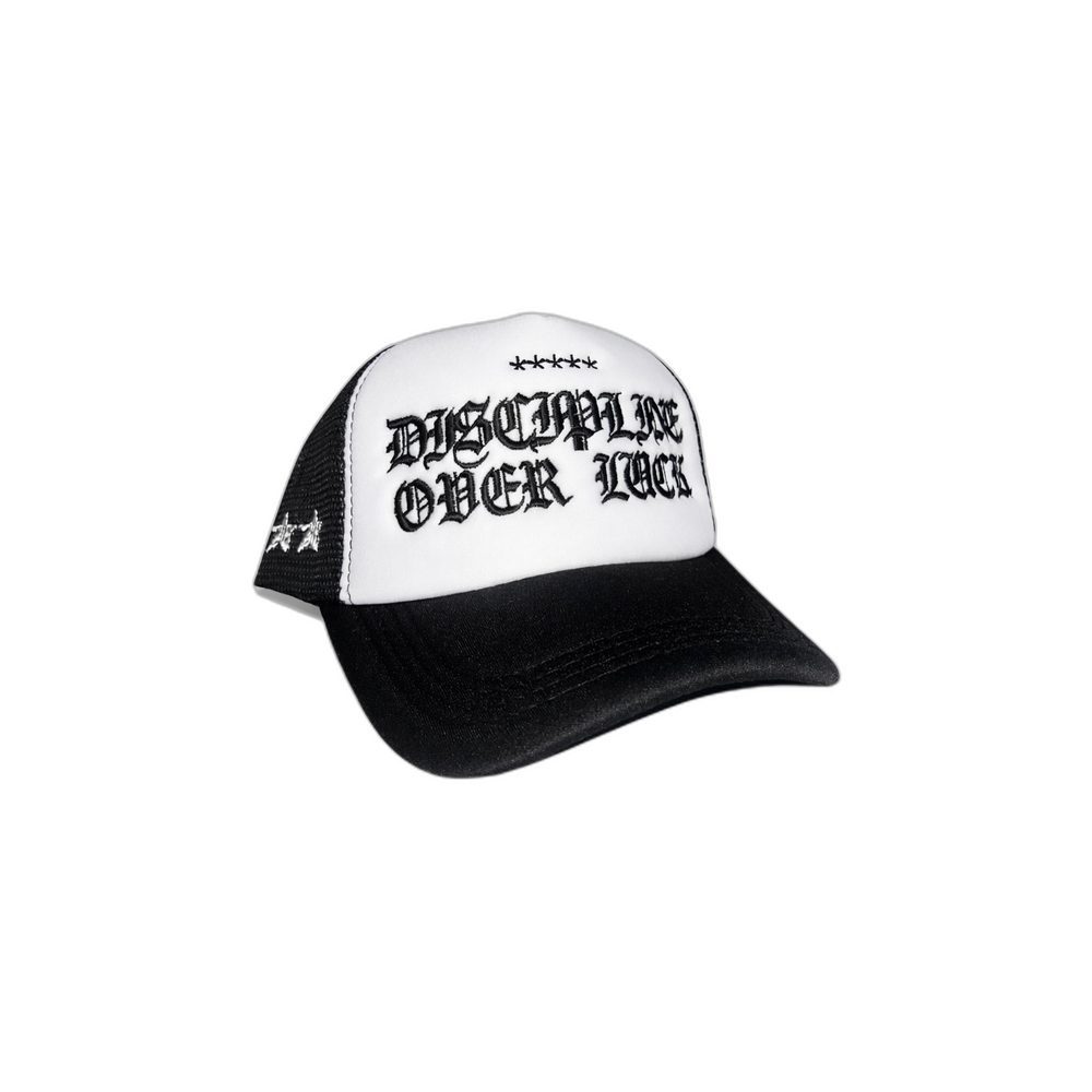 DISCIPLINE OVER LUCK Gothic Embroidery Trucker Cap wholesale