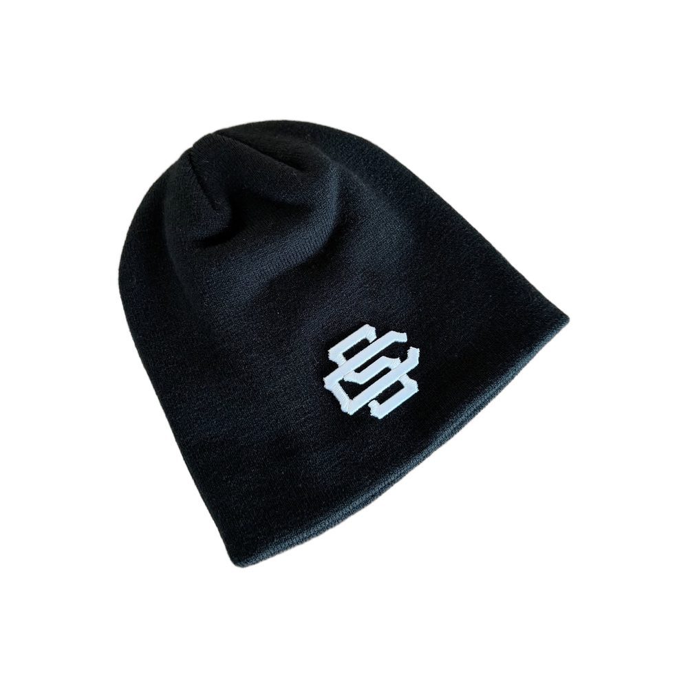 Custom Logo Black Knit Beanie with Folded Cuff Wholesale wholesale