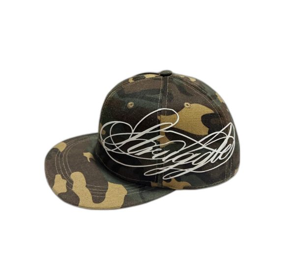 Struggle Cursive Embroidery Snapback Cap Camo Red