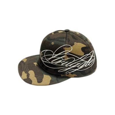 Struggle Cursive Embroidery Snapback Cap Camo Red