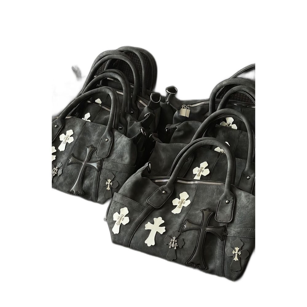 Custom Cross Embellished Black Handbag Shoulder Bag wholesale